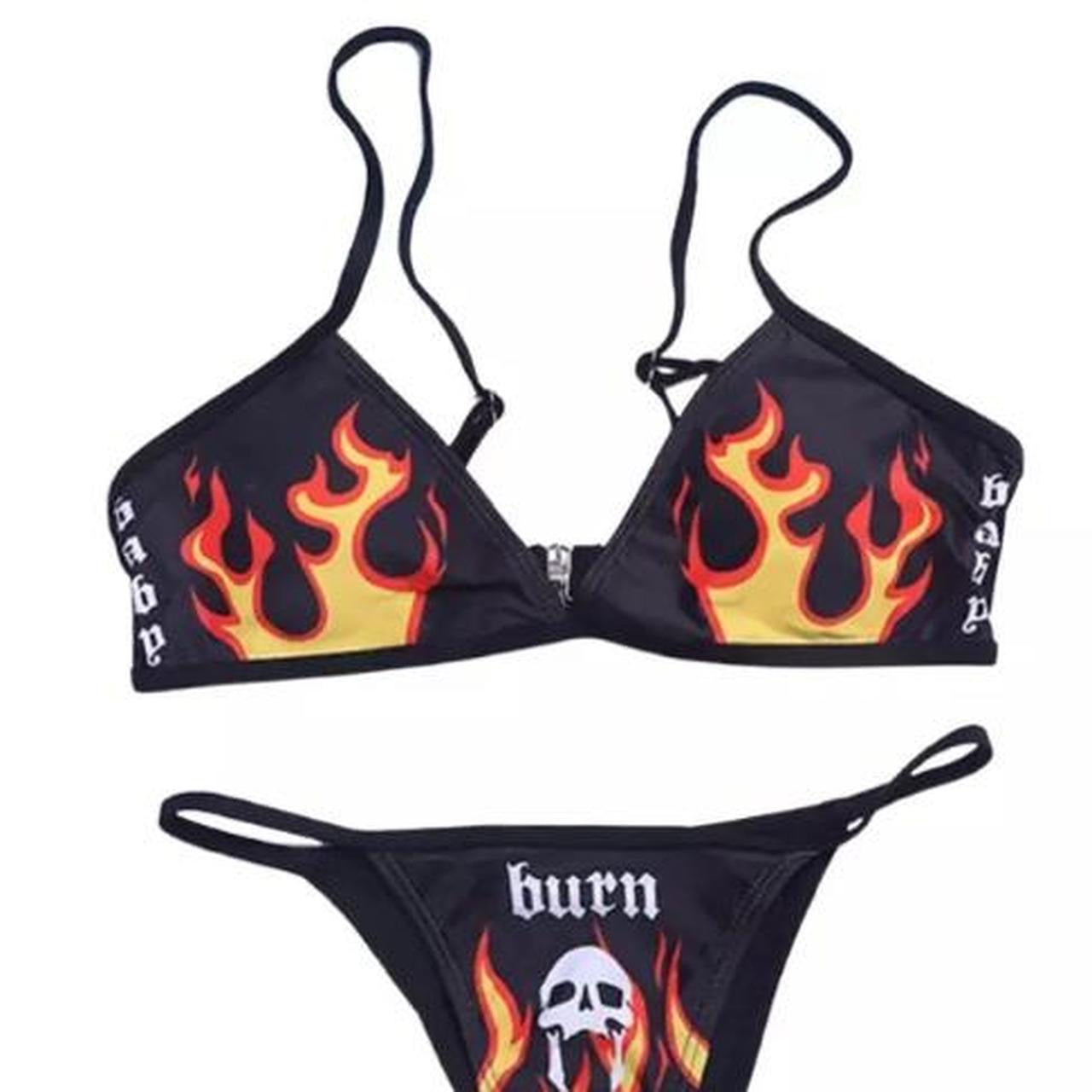 Black Flame Gothic Bikini Set
