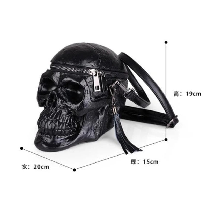 Black Faux Leather Skull Shaped Cross Body Bag
