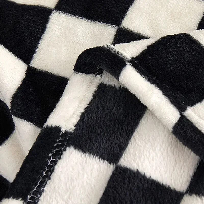 Black And White Checkerboard Fuzzy Blanket