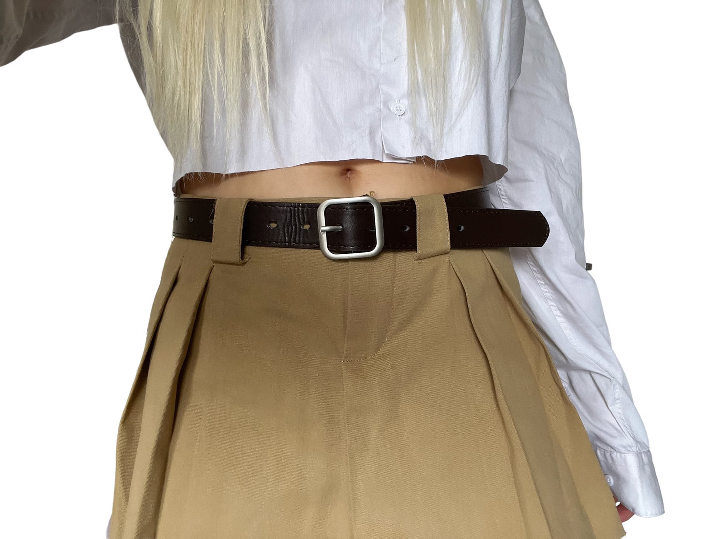 Brown Distressed Cargo Utility Mini Skirt