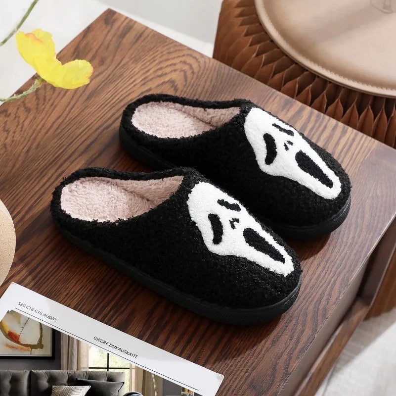 Gothic Ghostface Fuzzy Slippers