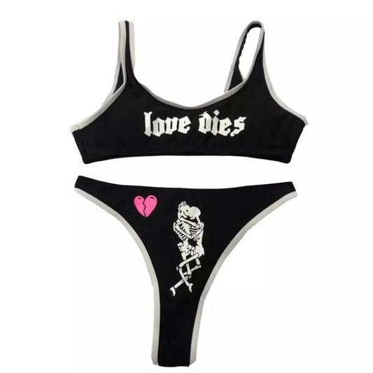 Black Love Dies Gothic 2 Piece Bikini Set