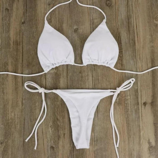 White Basic 2 Piece Bikini Set Essentials