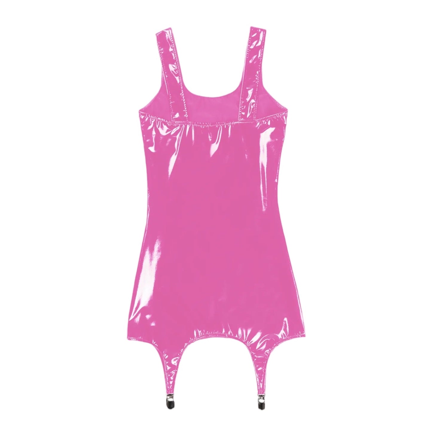 Pink PVC Suspender Body Con Mini Dress