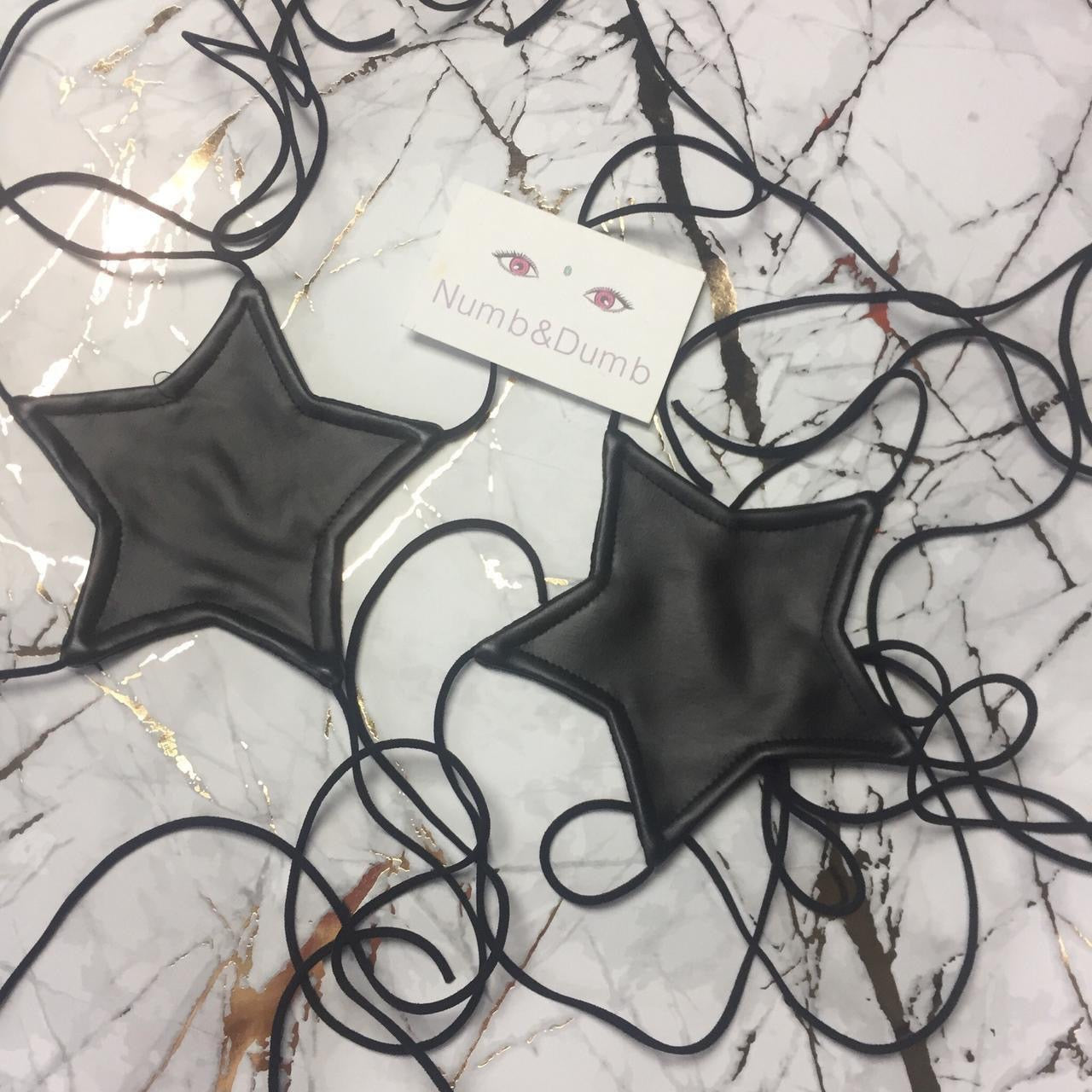 Black Punk Faux Leather Star Bralet Crop Top
