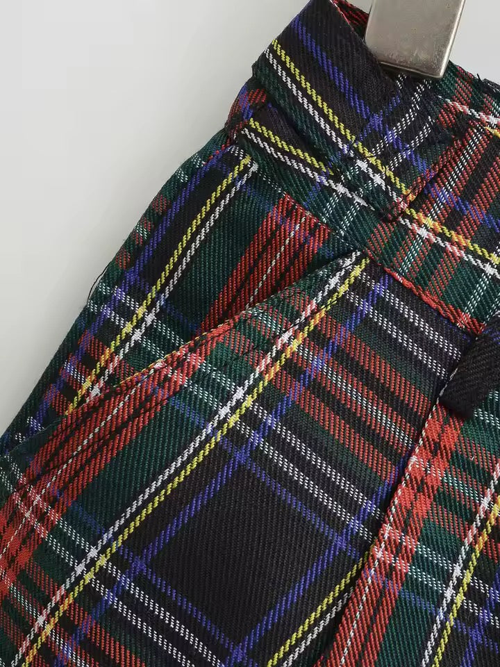 Navy Tartan Checkered Punk Retro Hot Pant Shorts