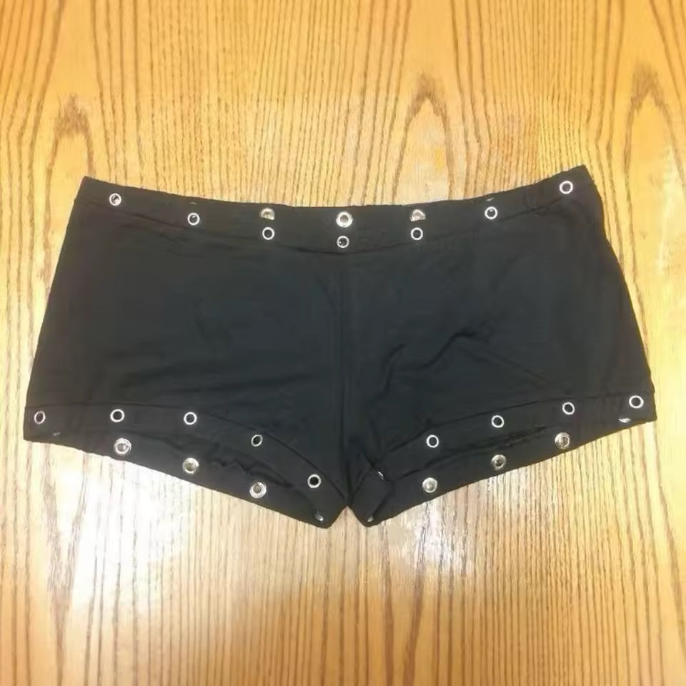 Black Low Rise Y2k Punk Goth Booty Shorts