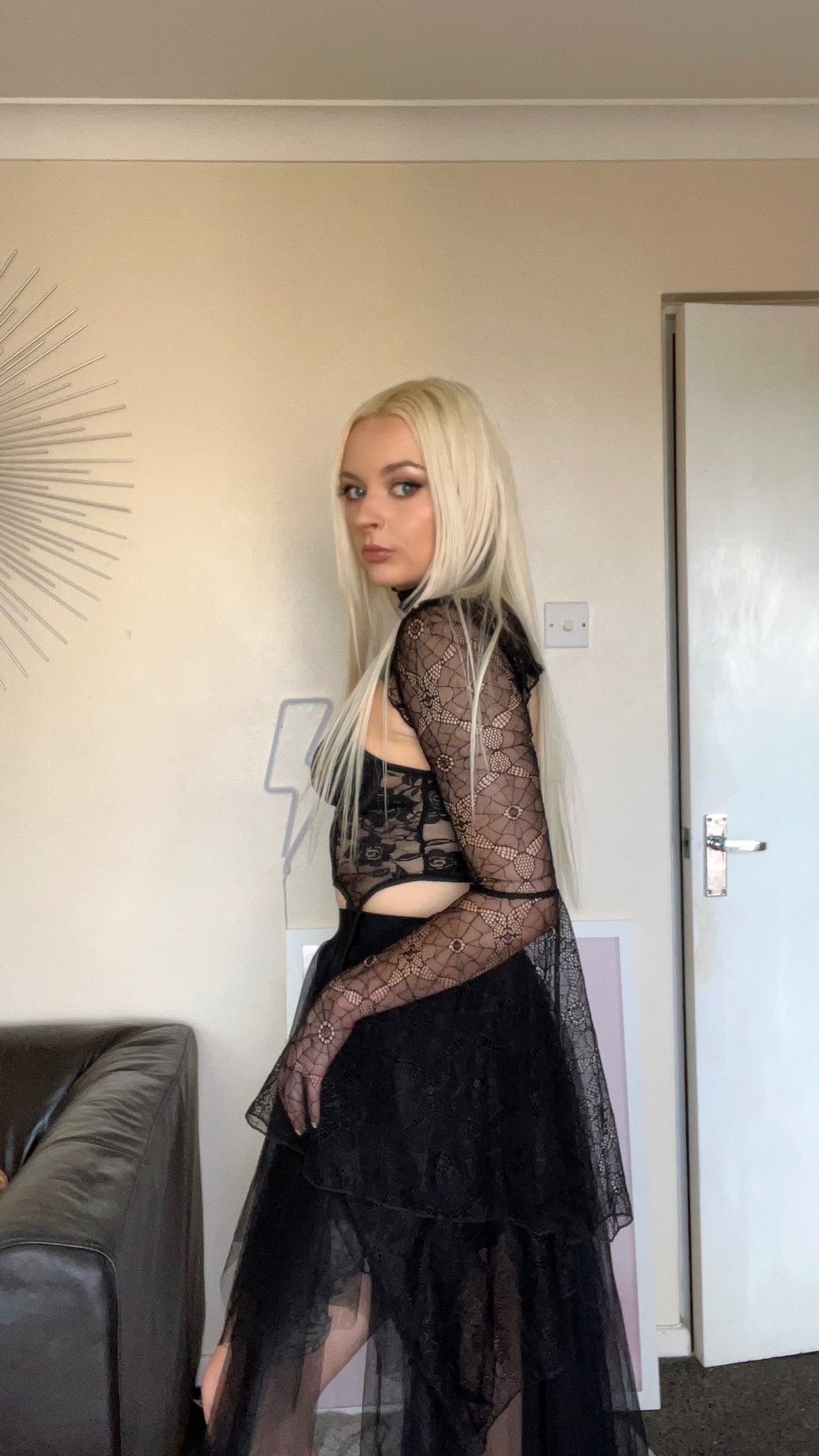 Black 3 Piece Lace Witch Gothic Halloween Costume