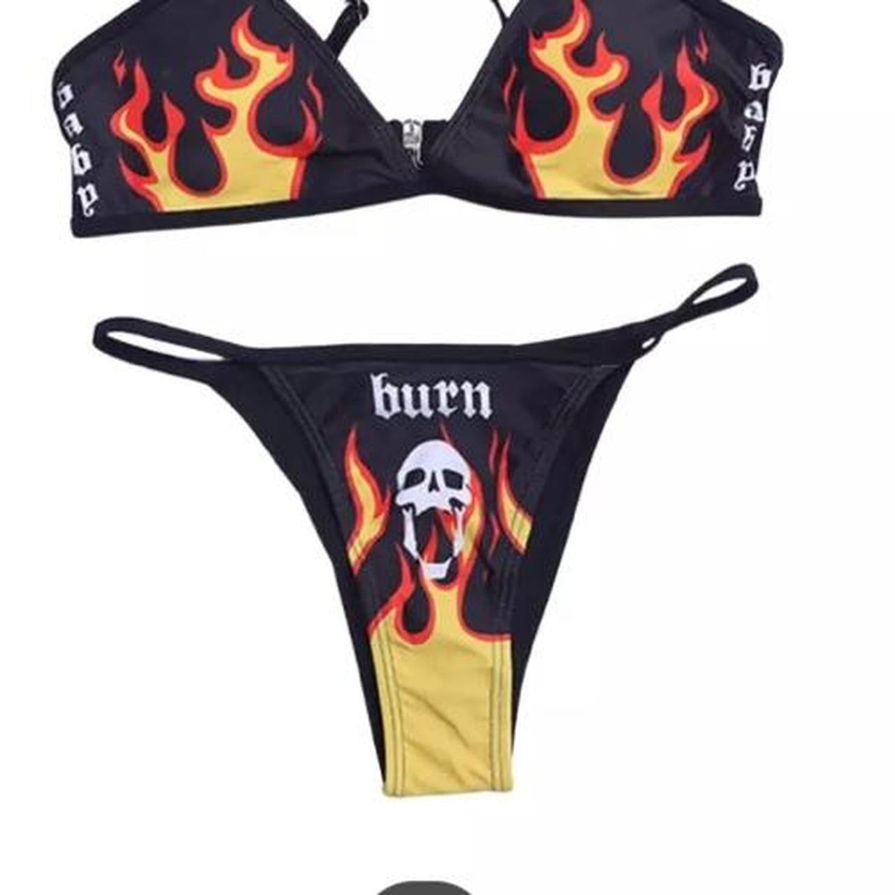 Black Flame Gothic Bikini Set
