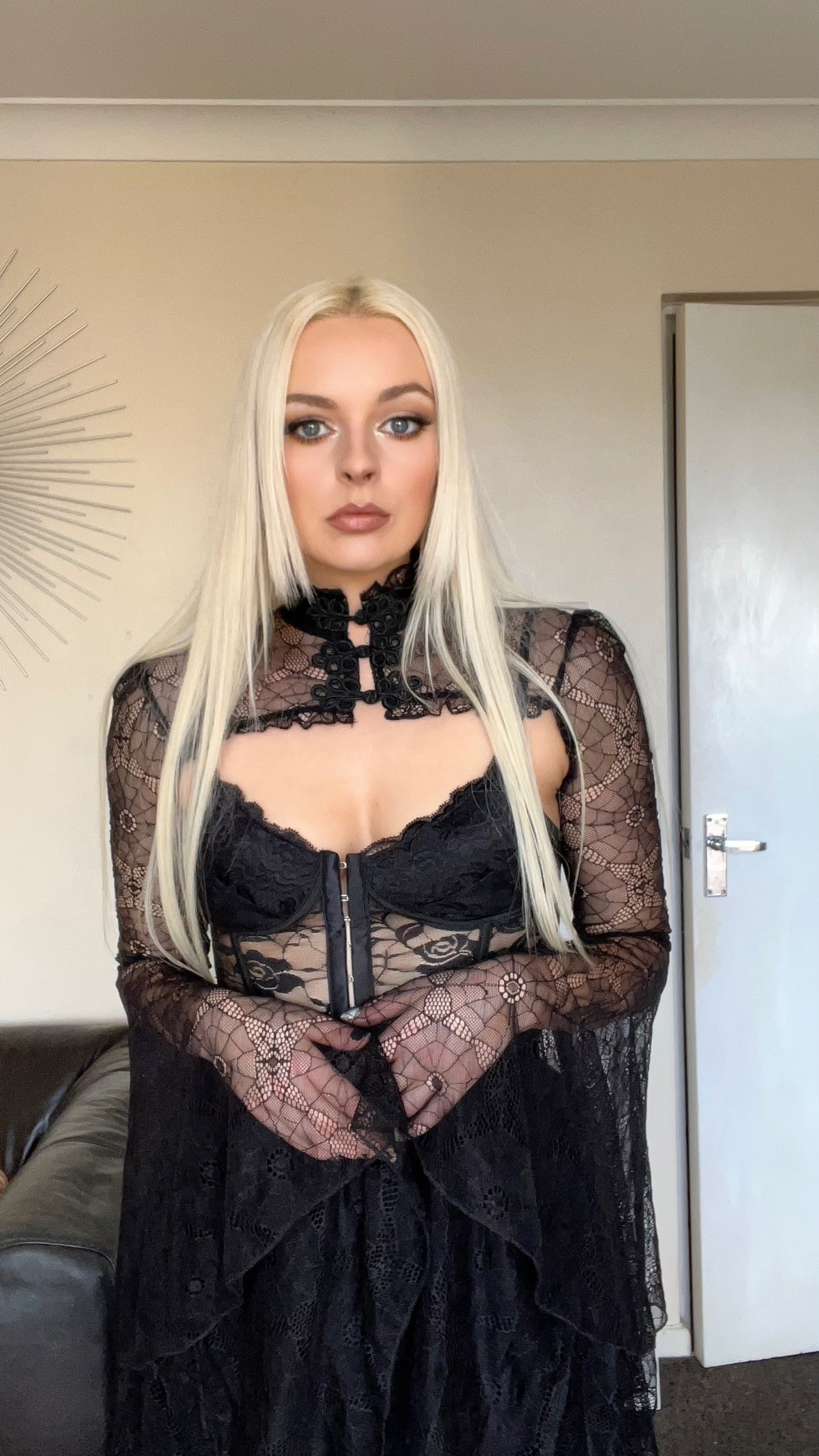 Black 3 Piece Lace Witch Gothic Halloween Costume