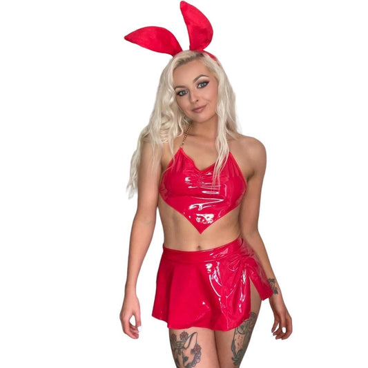 Red PVC 3 Piece Bunny Rabbit Halloween Outfit Set