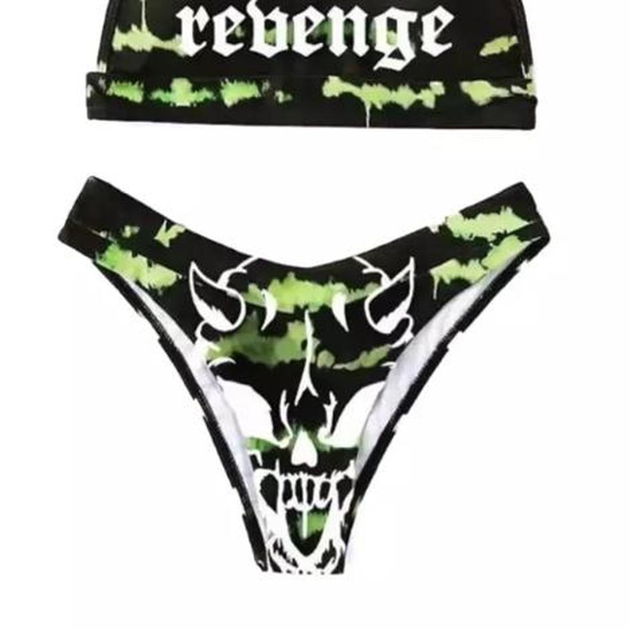 Black and Green Tie Dye Revenge Gothic Bikini Set