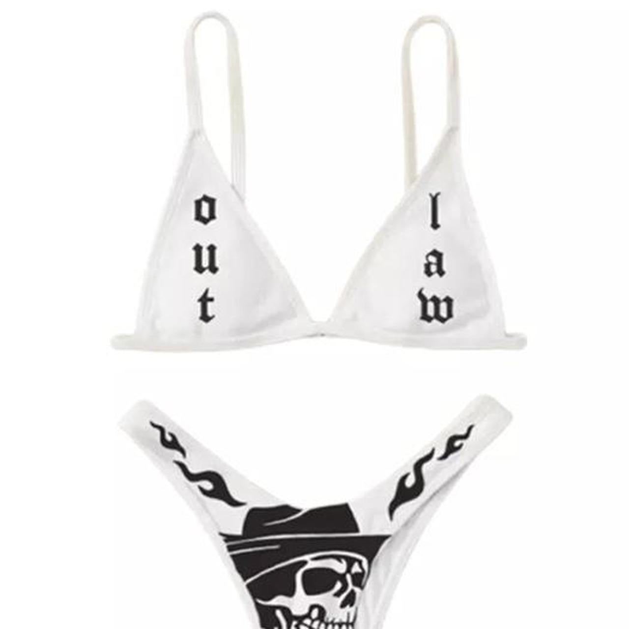White Gothic Cowboy 2 Piece Bikini Set
