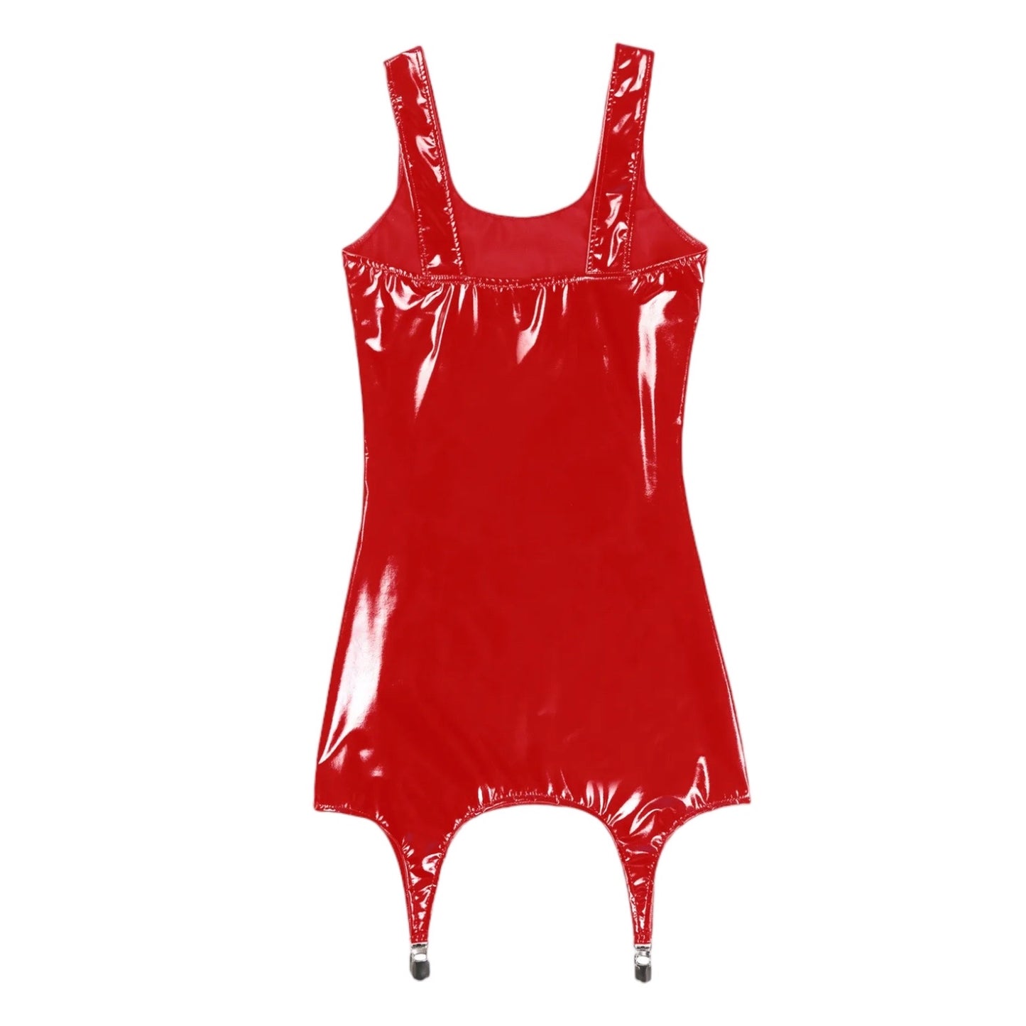 Red PVC Suspender Body Con Mini Dress