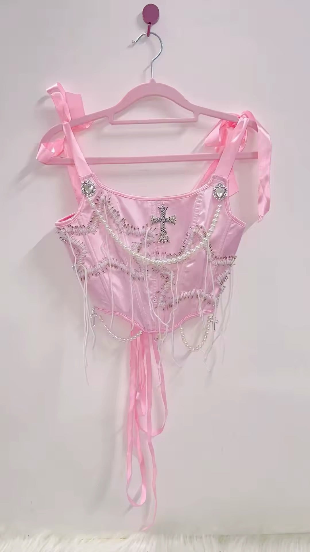 Pink Gothic Satin Star Corset Top