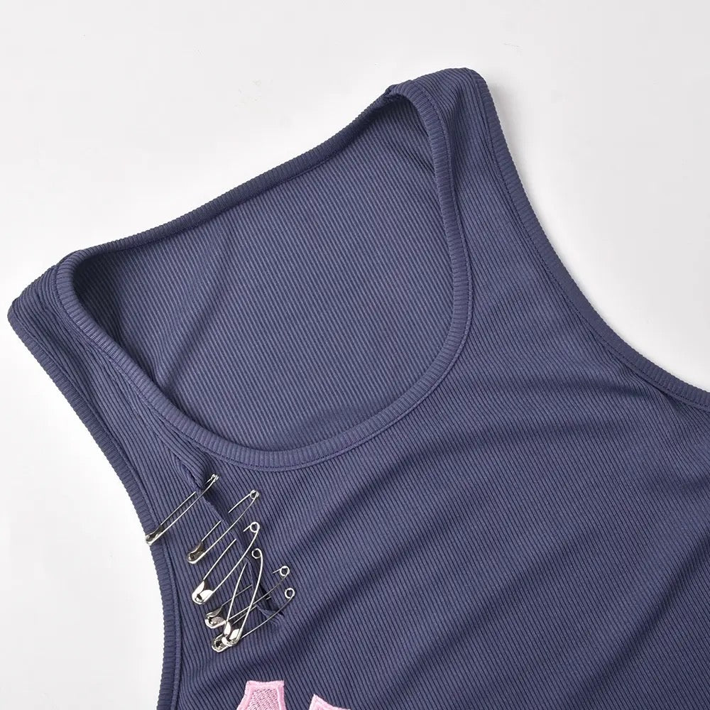 Purple Punk Cross Cut Out Mini Dress