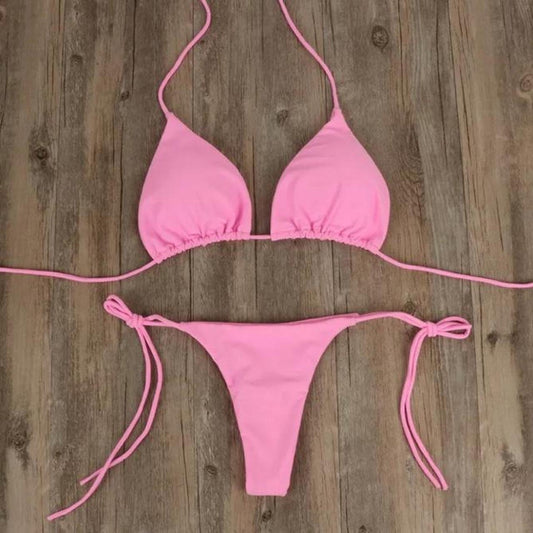 Pink Basic 2 Piece Bikini Set Essentials