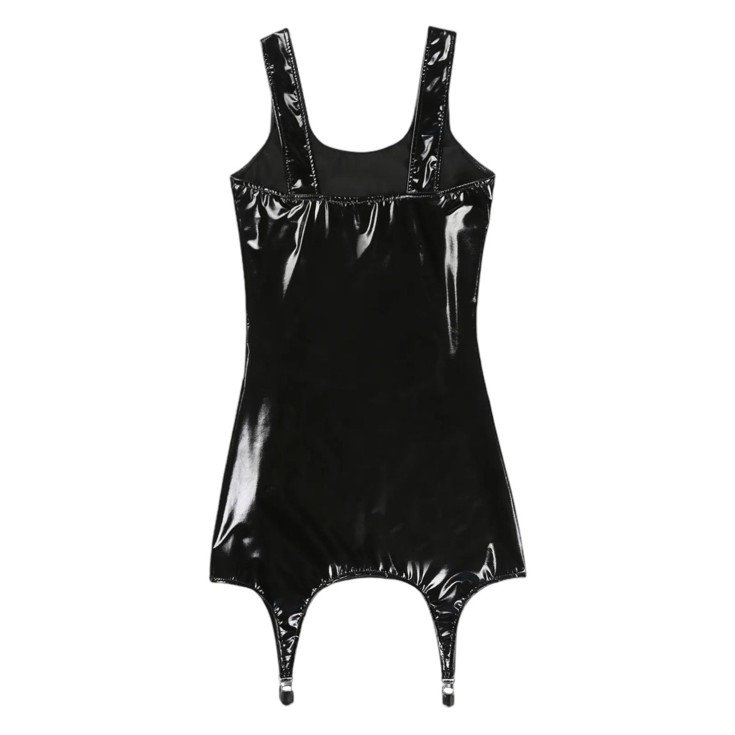 Black PVC Suspender Body Con Mini Dress