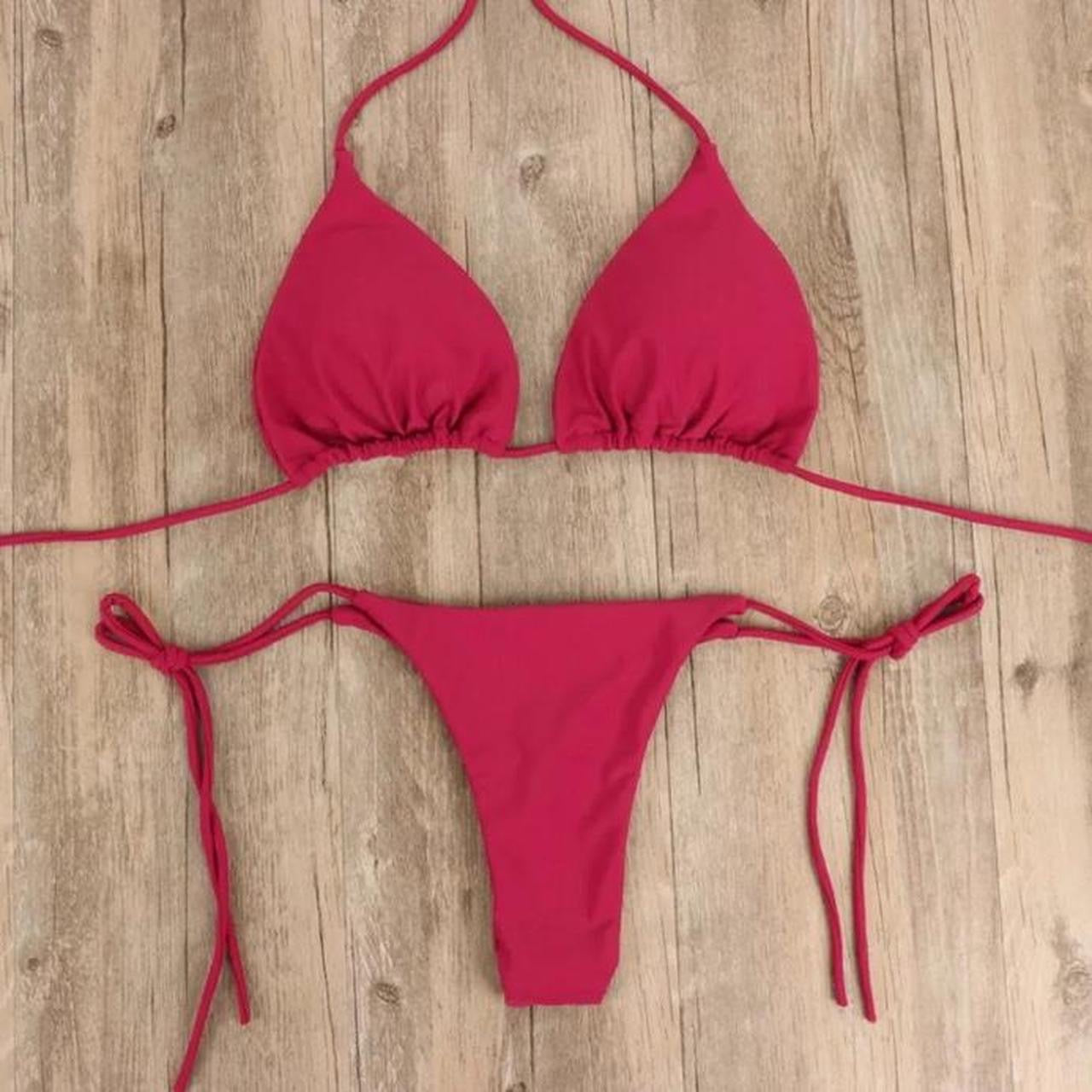 Wine Red Basic 2 Piece Bikini Set Essentials