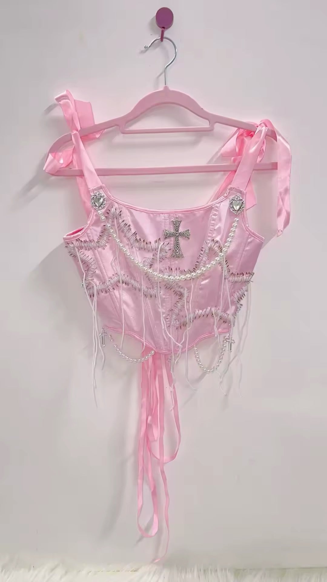 Pink Gothic Satin Star Corset Top