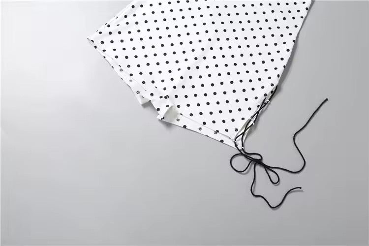 White Polka Dot Halterneck Lace Up Retro Pin Up Playsuit