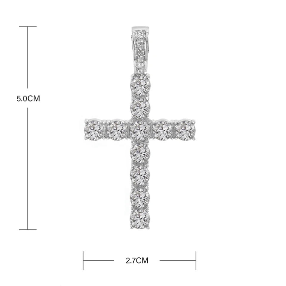 Silver Iced Out Diamente Gothic Cross Necklace