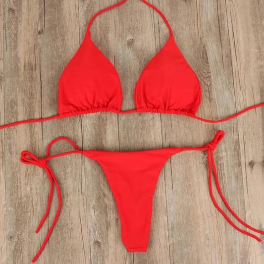 Red Basic 2 Piece Bikini Set Essentials