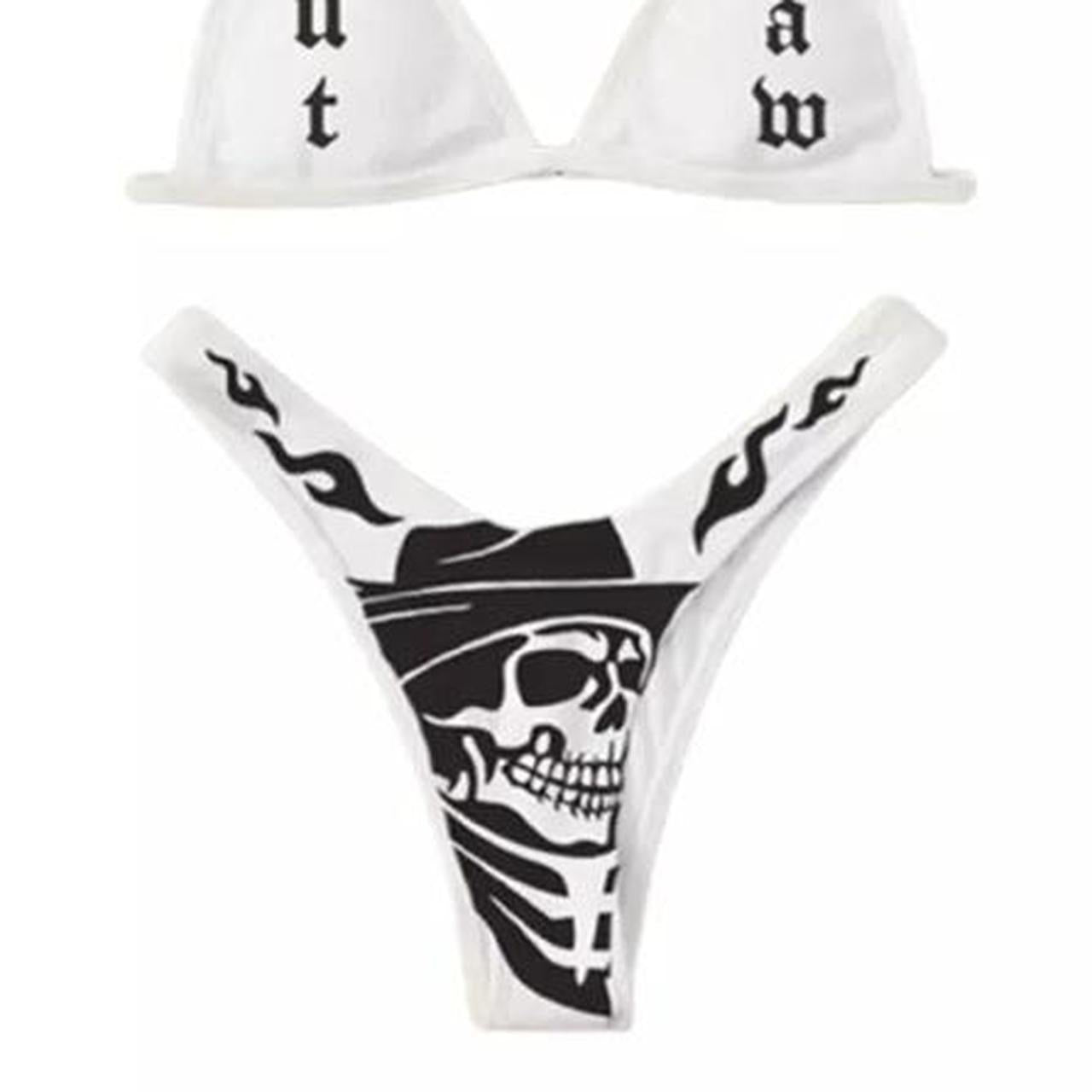 White Gothic Cowboy 2 Piece Bikini Set