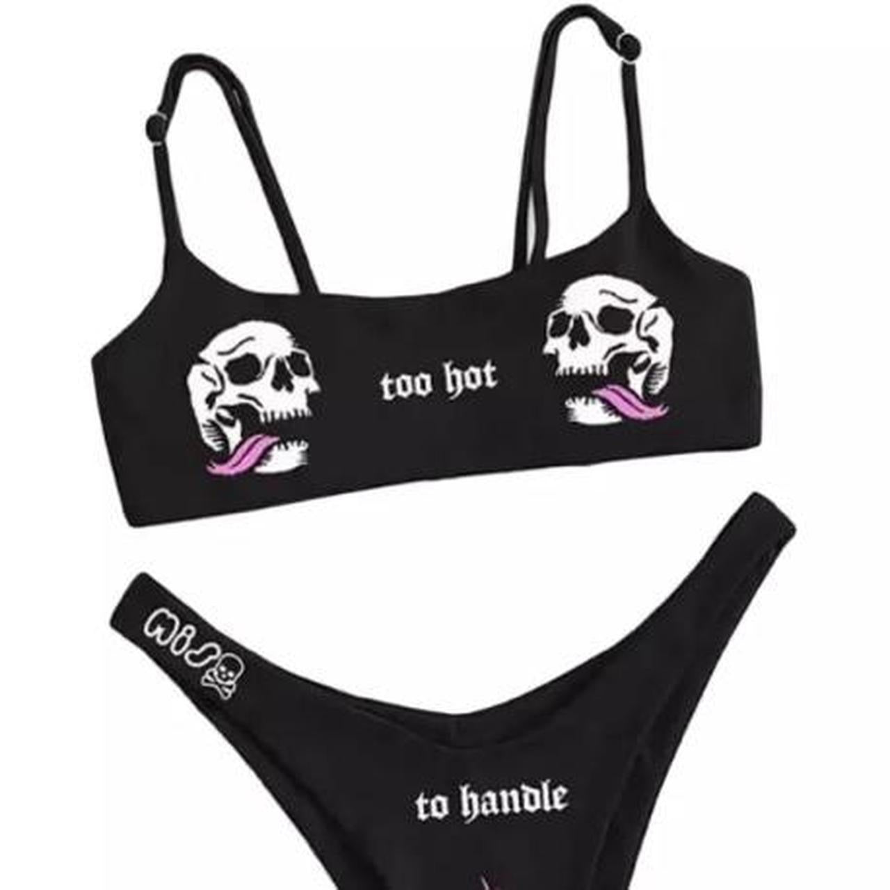 Black Too Hot To Handle Gothic 2 Piece Bikini Set
