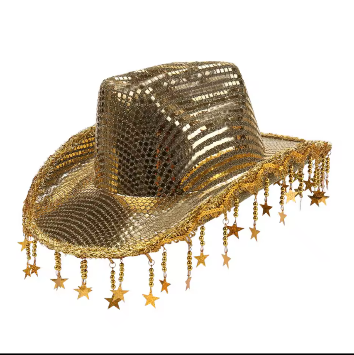 Gold Sequin Space Cowboy Party Cosplay Tassel Costume Hat