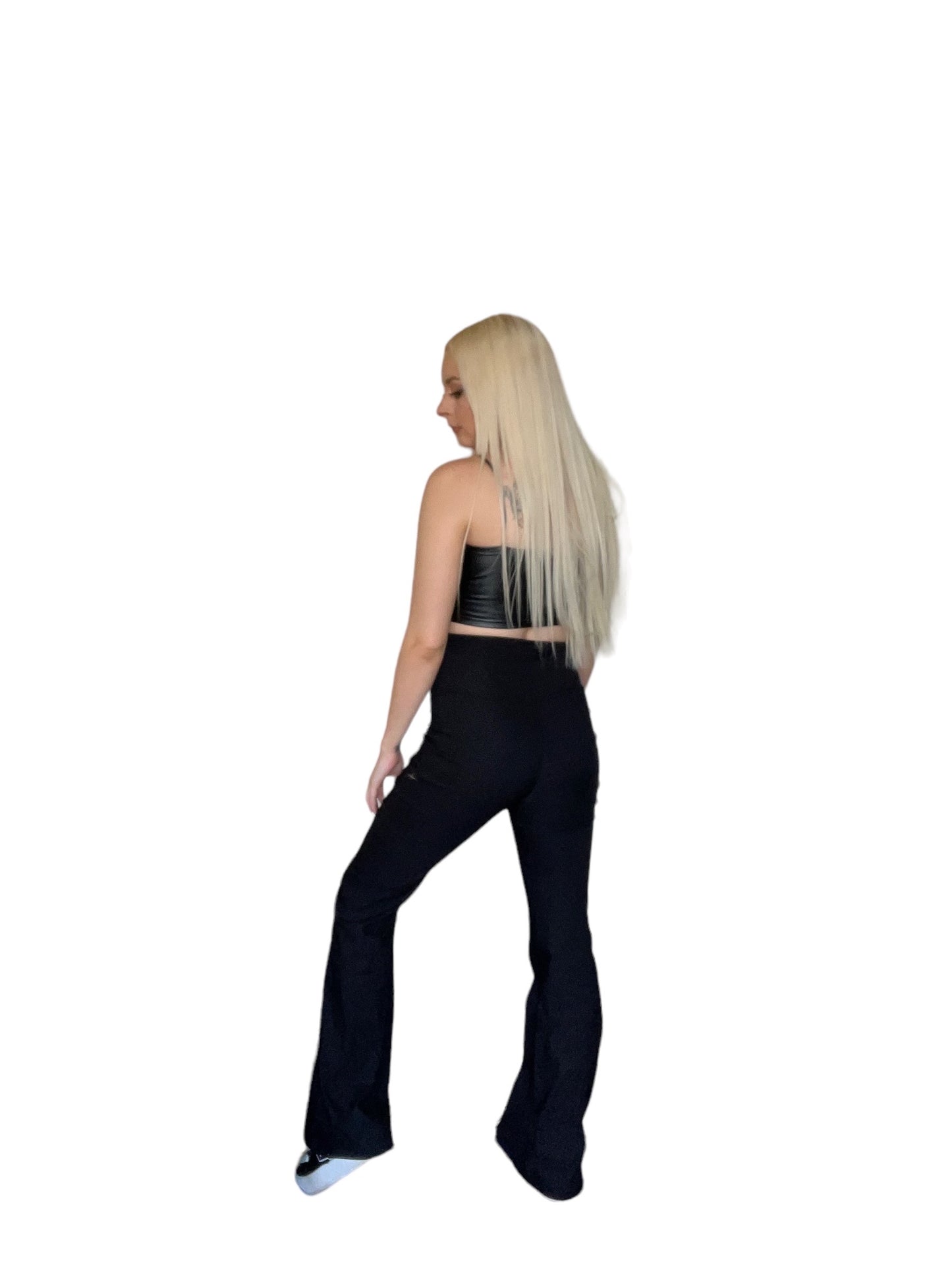 Black Zip Punk Flare Trousers