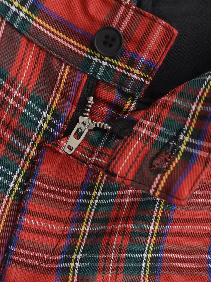 Red Tartan Checkered Punk Retro Hot Pant Shorts