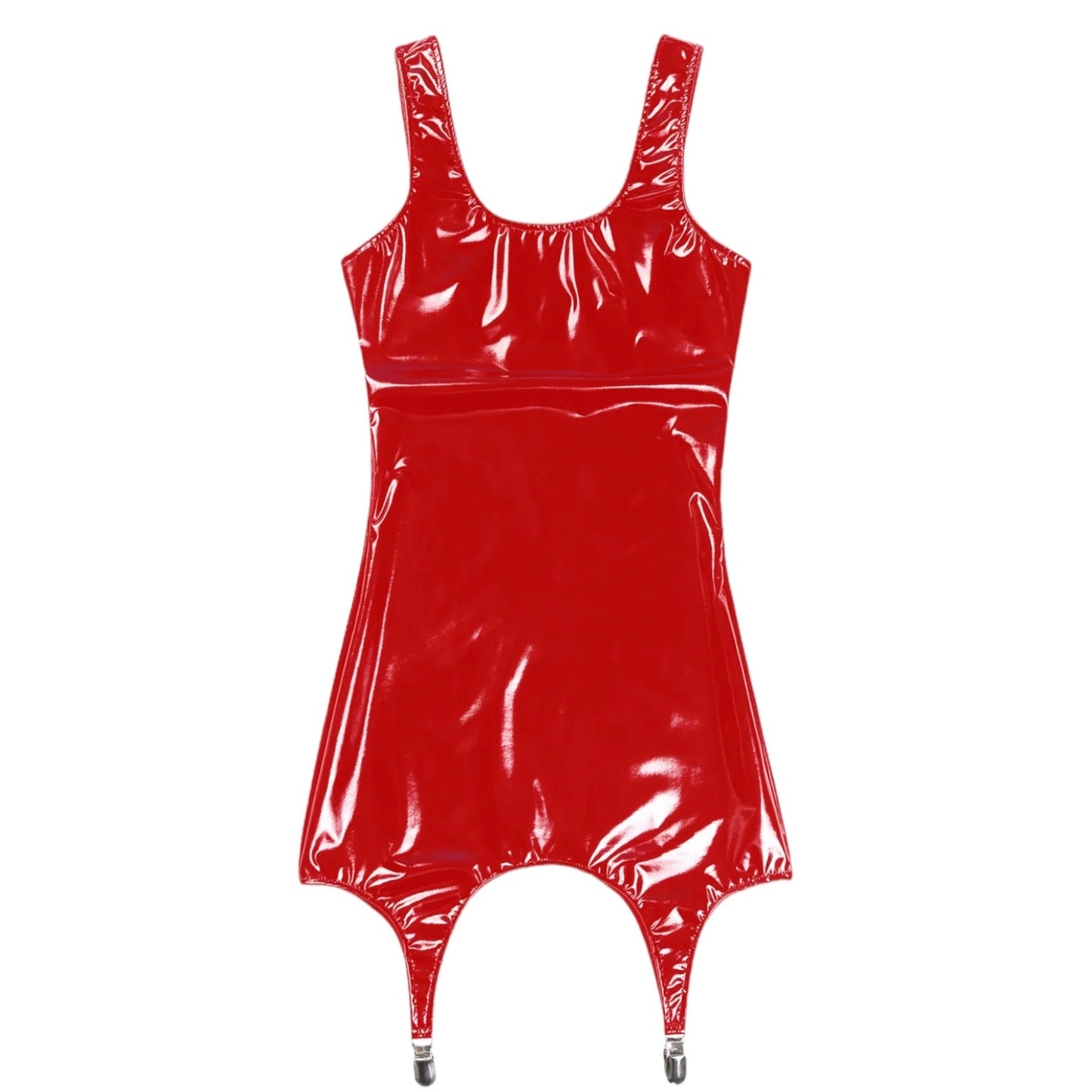 Red PVC Suspender Body Con Mini Dress