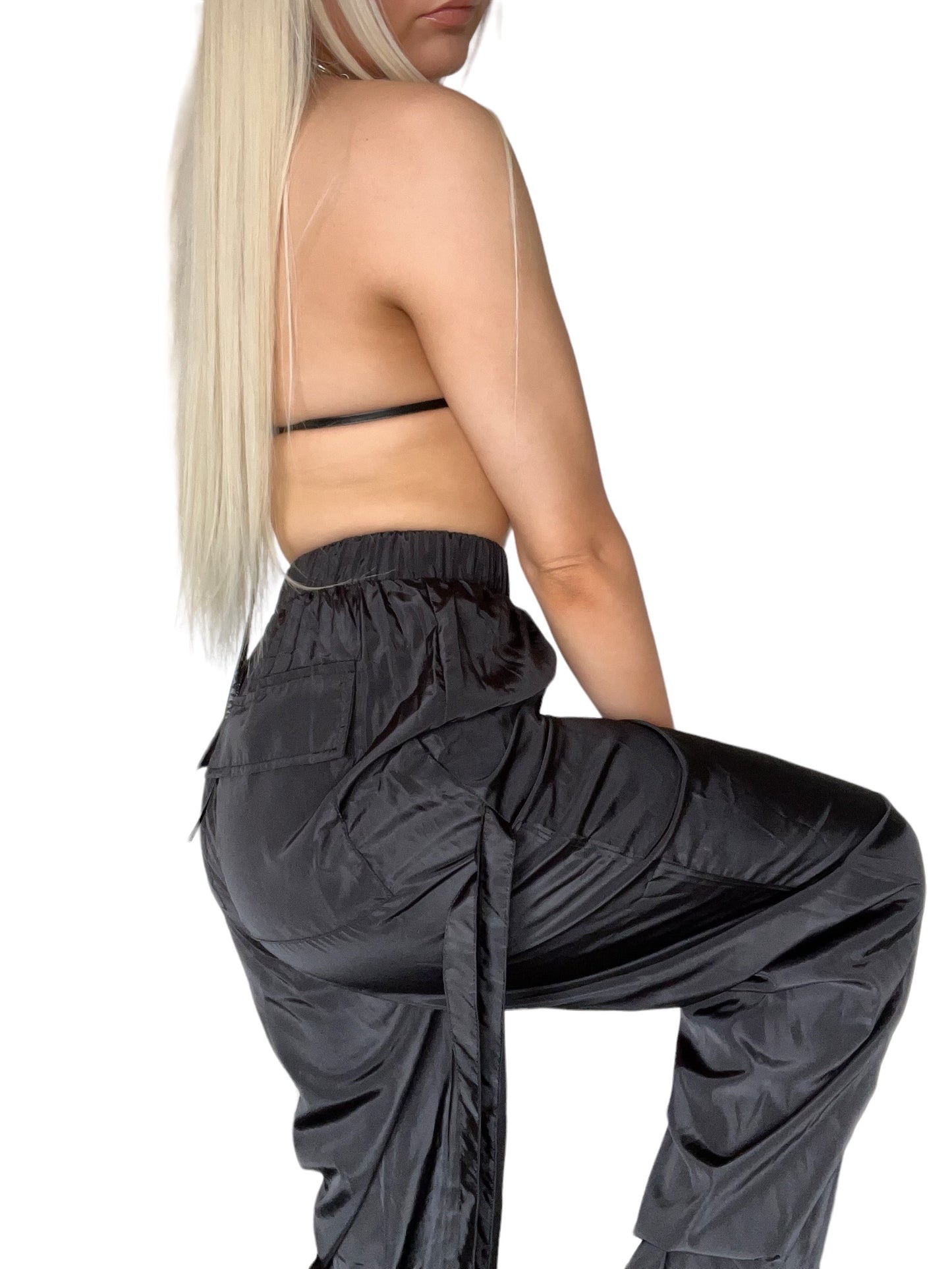 Black Baggy Wide Leg Cargo Y2k Punk Trousers