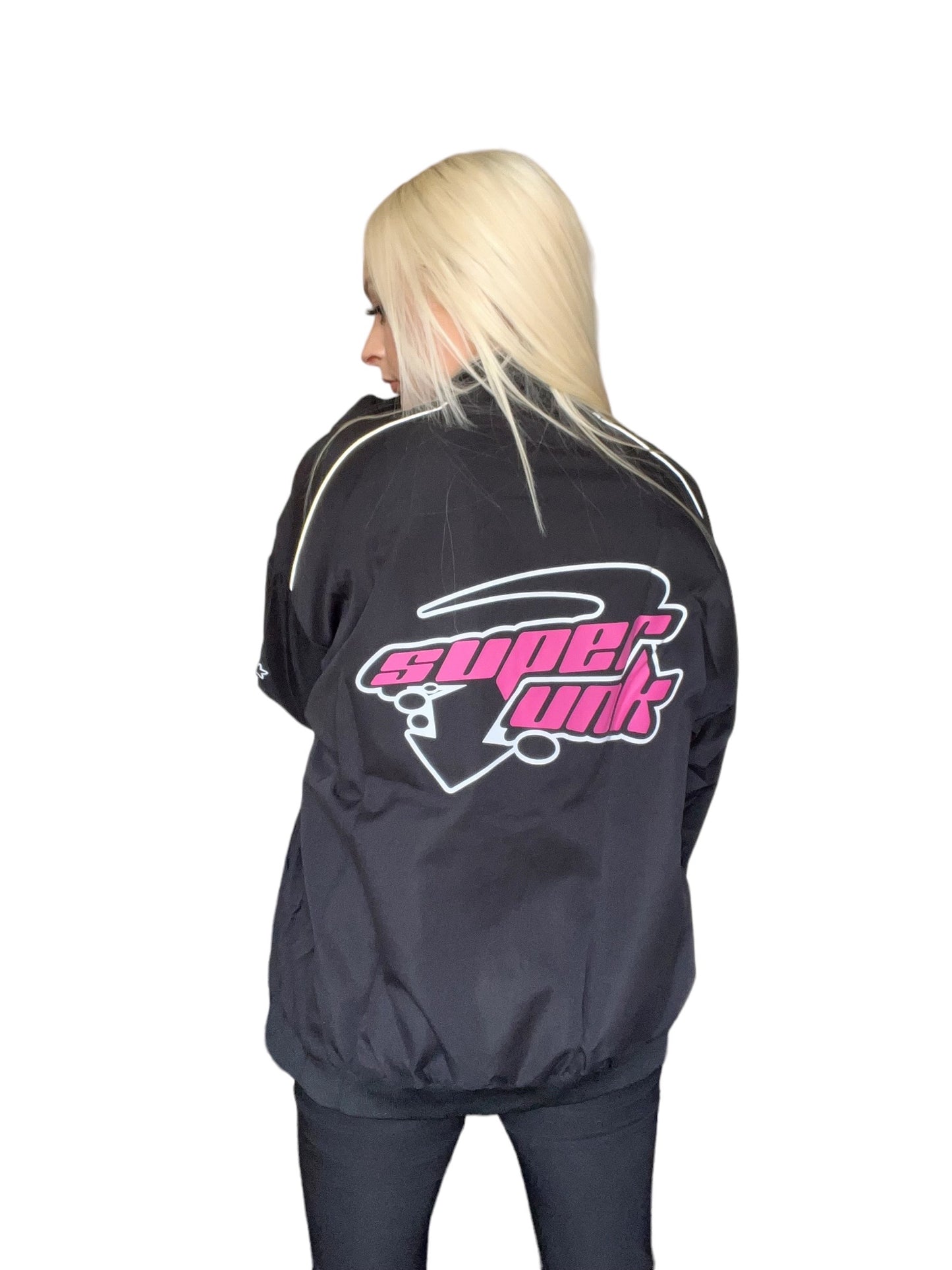 Black Kawaii Motocross Patch Bomber Jacket