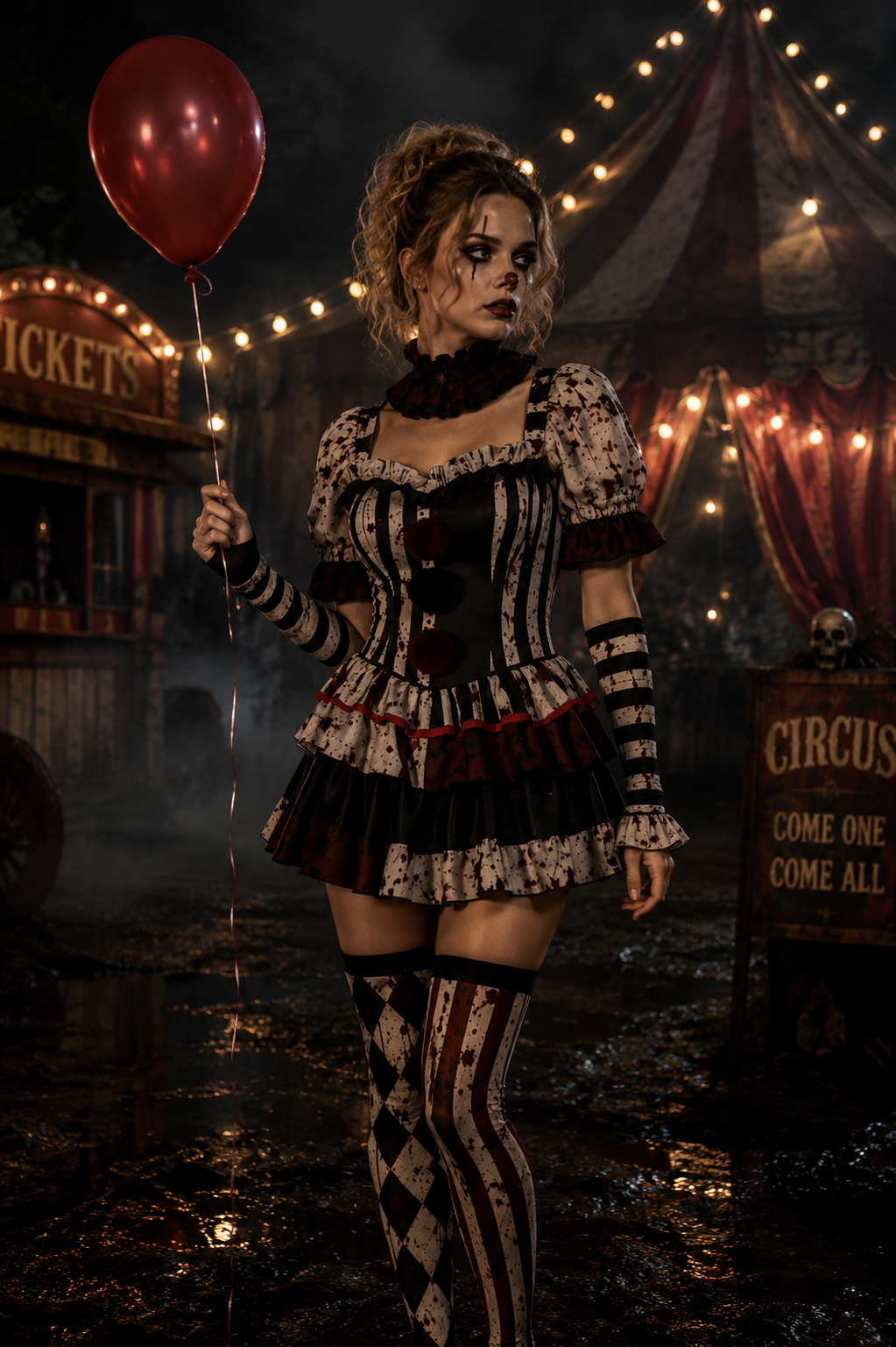 Clown Horror Blood Splattered Halloween Cosplay Costume Set