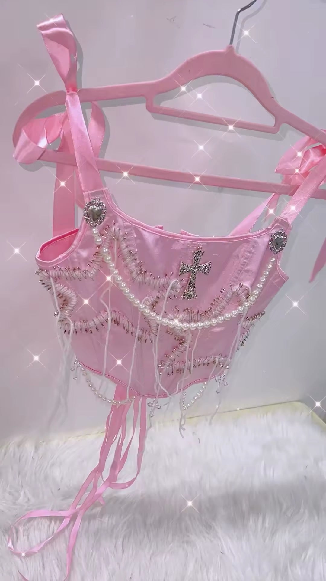 Pink Gothic Satin Star Corset Top