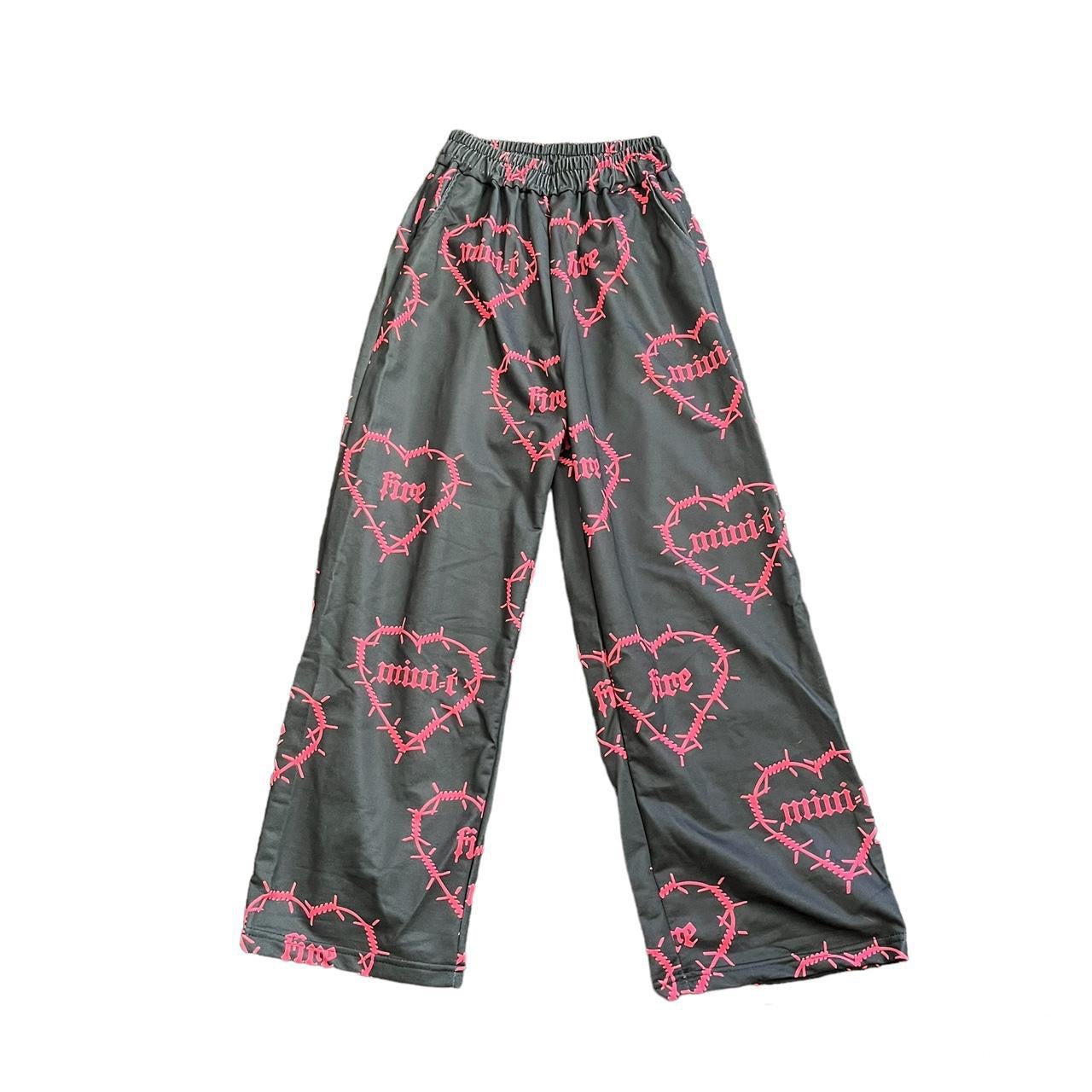 Black Punk Thorn Heart Jogger Trousers