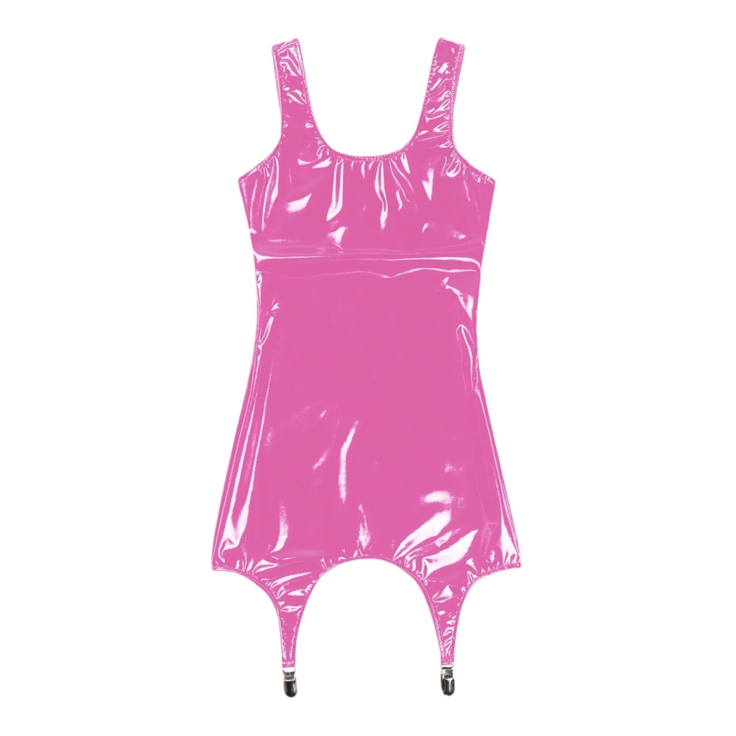 Pink PVC Suspender Body Con Mini Dress