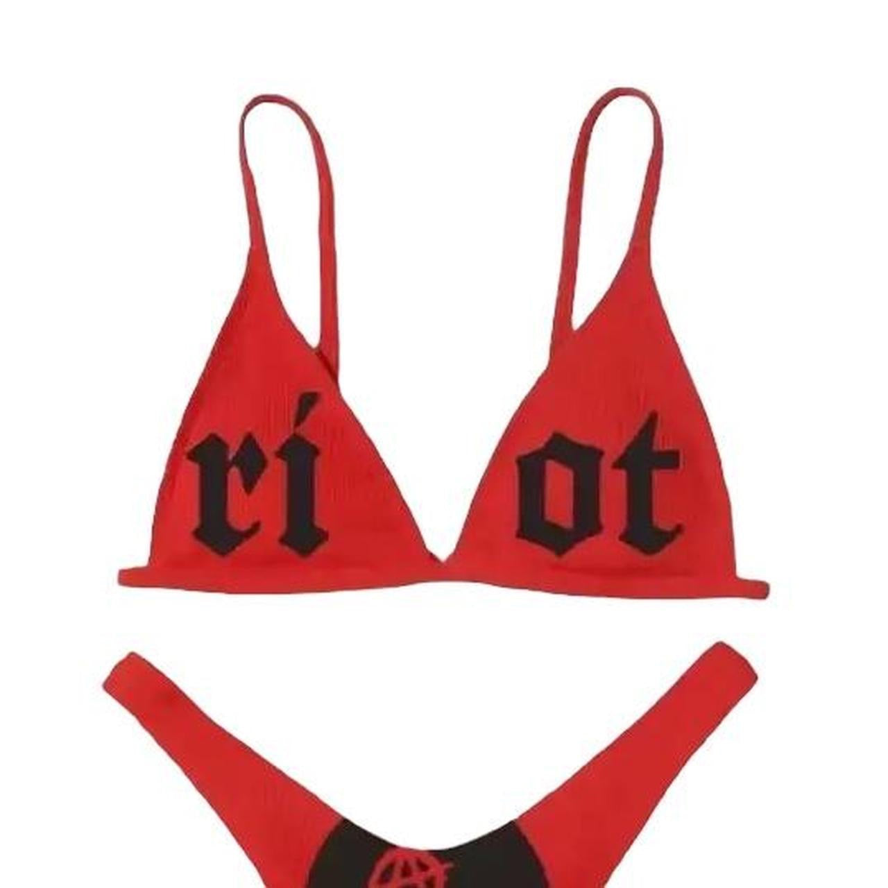 Red Gothic 2 Piece Riot Bikini Set