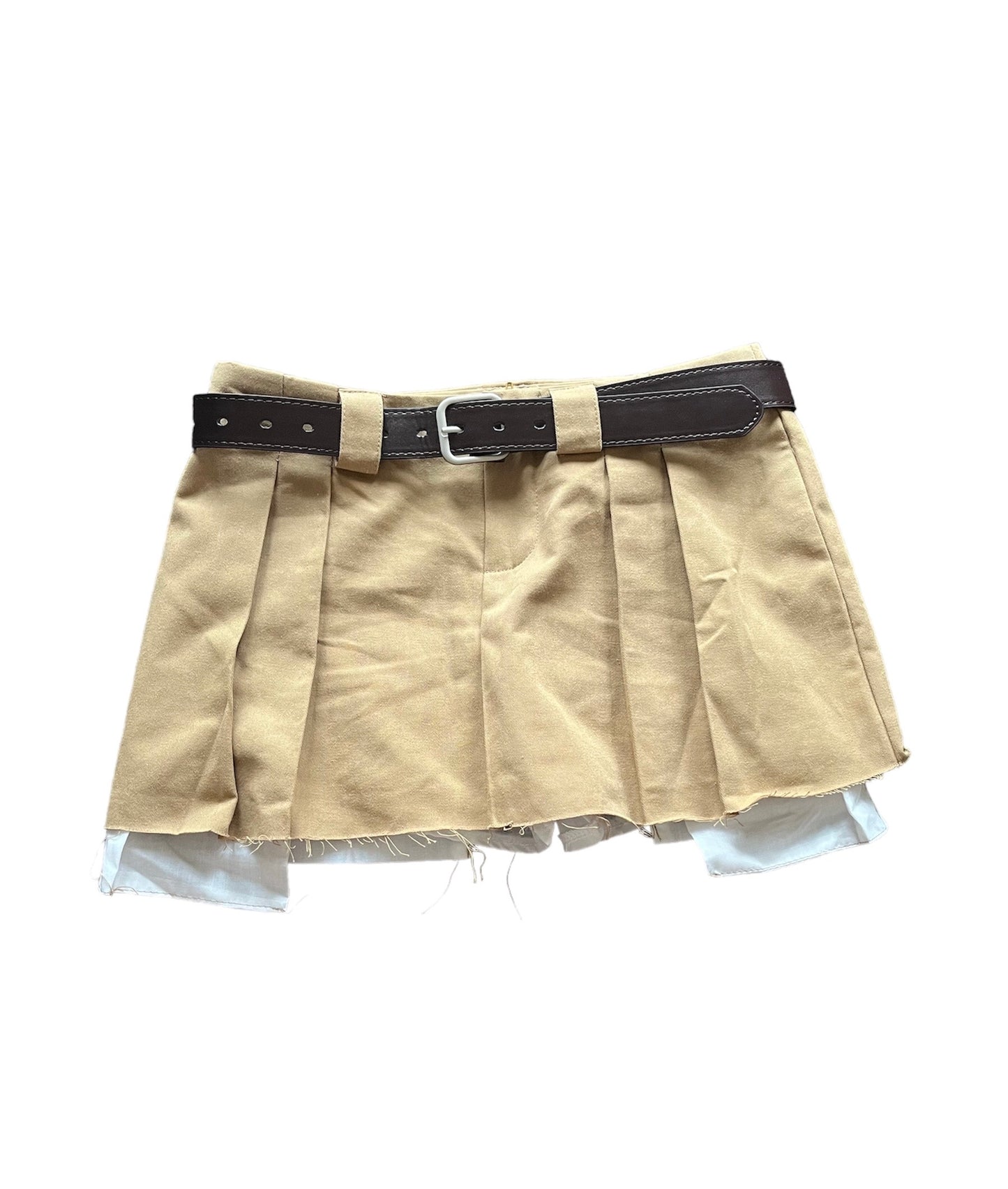 Brown Distressed Cargo Utility Mini Skirt