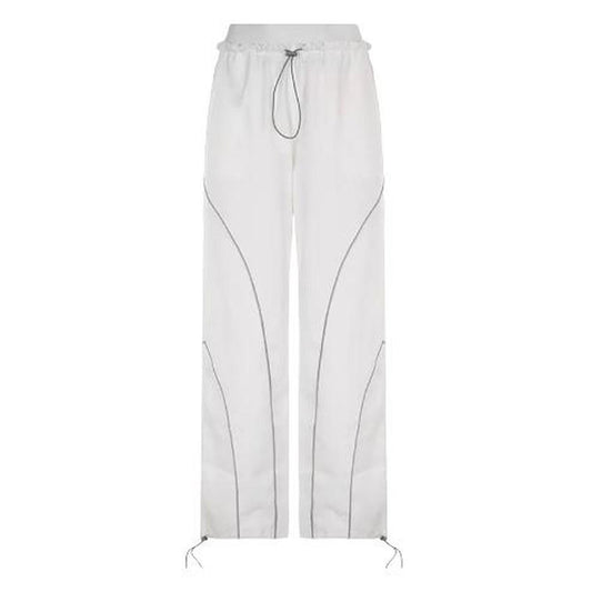 White Y2k Baggy Casual Jogger Trousers