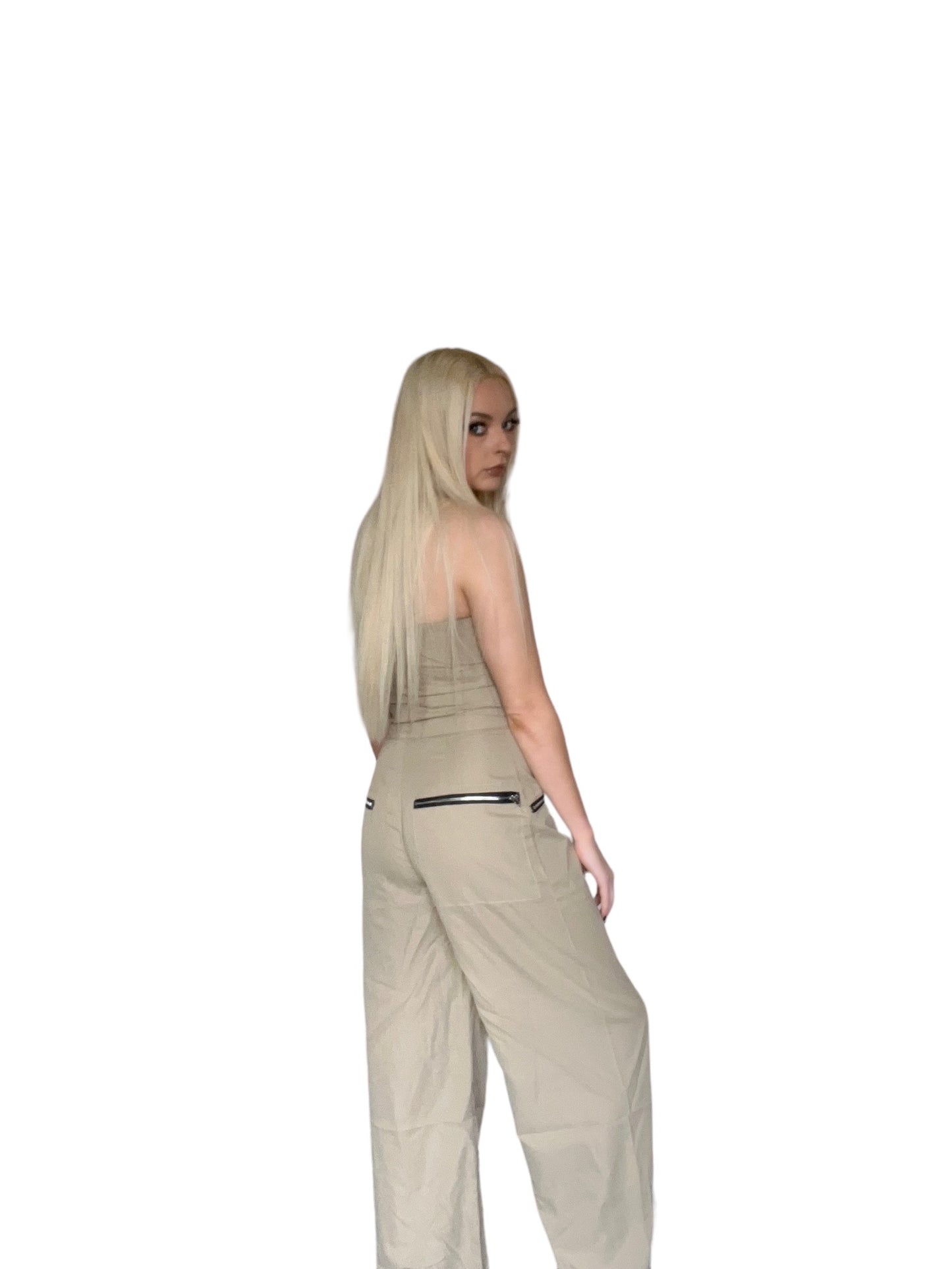 Brown 2 Piece Corset And Wide Leg Trouser Outfit Set