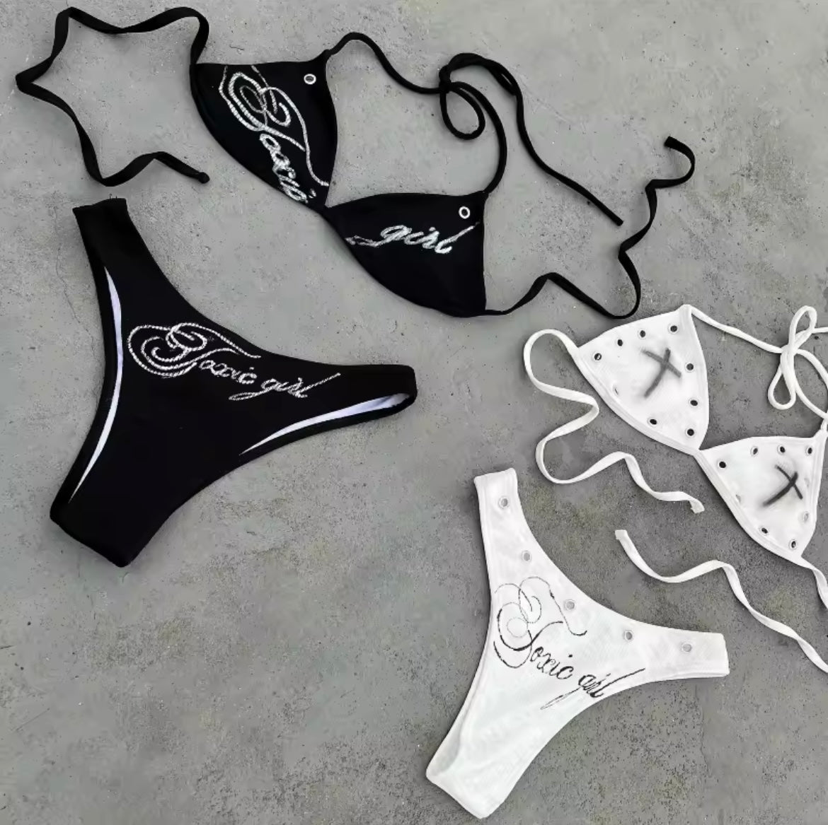 Toxic Girl Punk 2 Piece Slogan Bikini