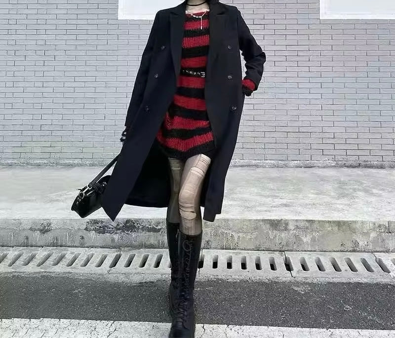 Red And Black Distressed Grunge Jumper