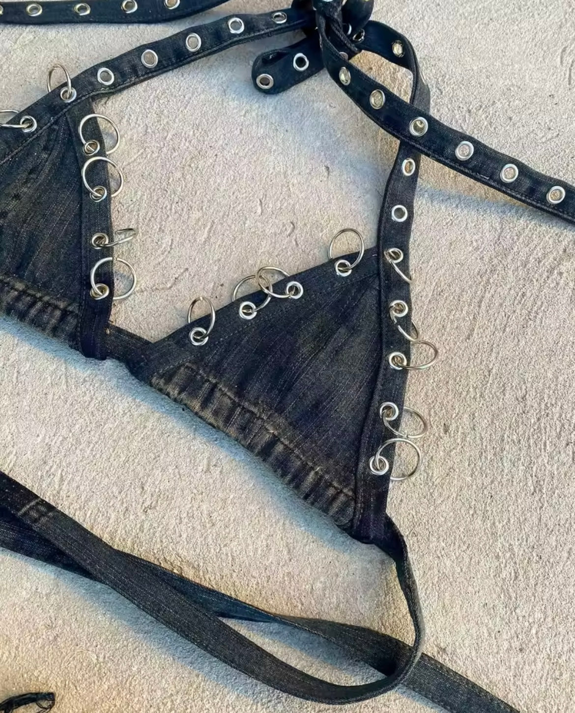 Denim Reworked Punk Brat Co-Ord Skirt Set