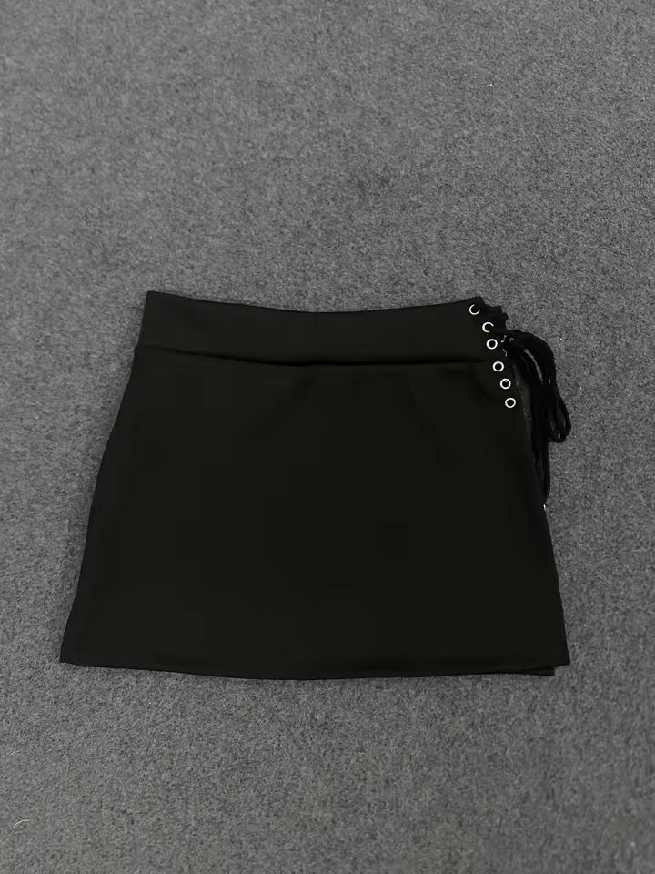 Black Punk Y2k Star Festival Mini Skirt