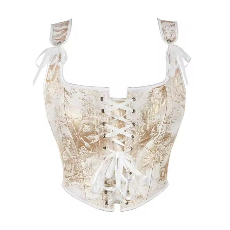 White Rose Fairycore Cropped Corset Top