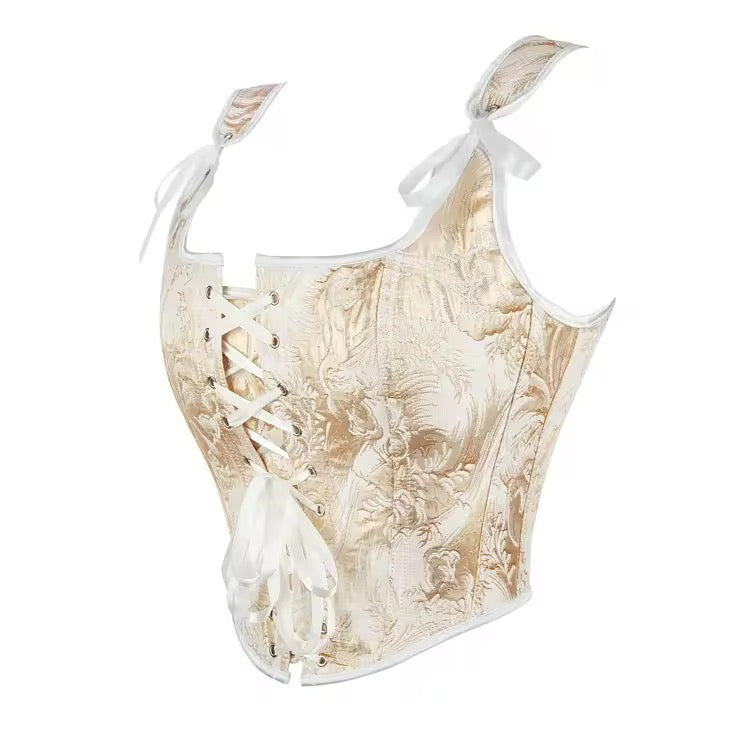 White Rose Fairycore Cropped Corset Top