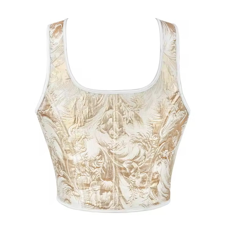 White Rose Fairycore Cropped Corset Top